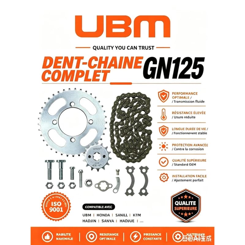 Kit Dent-Chaîne et Transmission GN125 UBM